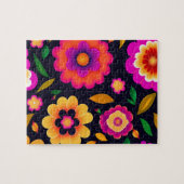 Farbenfrohe dekorative Blume mit Blumenmuster Puzzle (Horizontal)