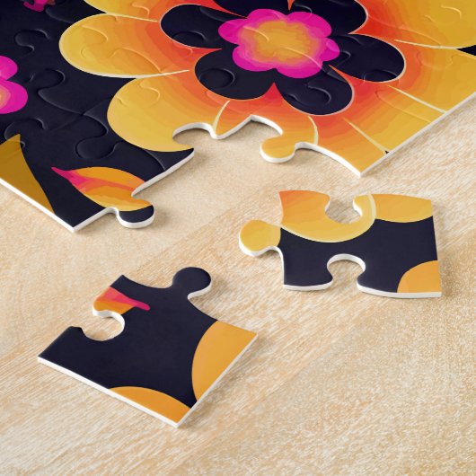 Farbenfrohe dekorative Blume mit Blumenmuster Puzzle (Seite)