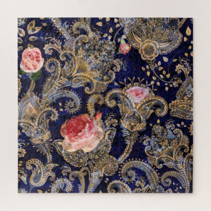 Farbenfrohe Dekorative Blumen Batik Puzzle