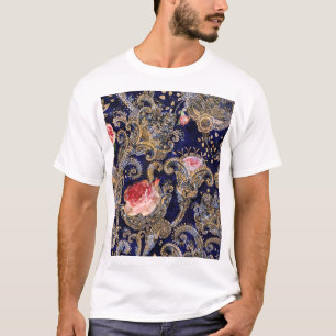 Farbenfrohe Dekorative Blumen Batik T-Shirt