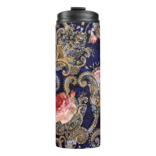 Farbenfrohe Dekorative Blumen Batik Thermosbecher