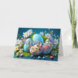Farbenfrohe dekorative Eier Happy Oaster Feiertagskarte