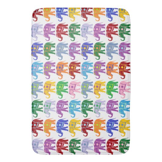 Farbenfrohe Dekorative Elefantenmuster Badematte (Vorderseite Vertikal)