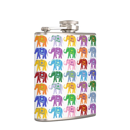 Farbenfrohe Dekorative Elefantenmuster Flachmann (Rechts)