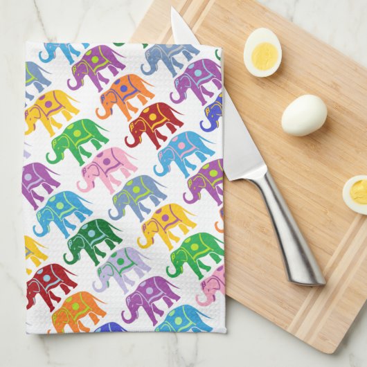 Farbenfrohe Dekorative Elefantenmuster Geschirrtuch (Viertel Falte)