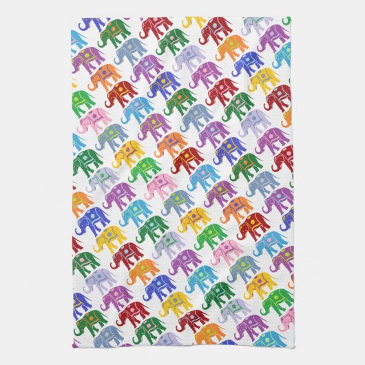 Farbenfrohe Dekorative Elefantenmuster Geschirrtuch (Vertikal)