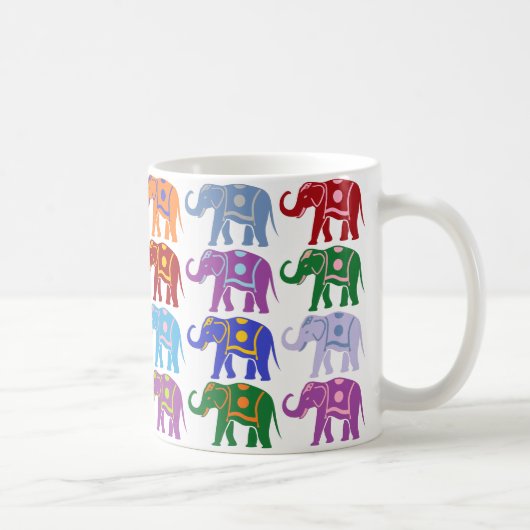 Farbenfrohe Dekorative Elefantenmuster Kaffeetasse (Rechts)