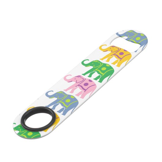 Farbenfrohe Dekorative Elefantenmuster Speed Flaschenöffner (Rückseite Schrägansicht)