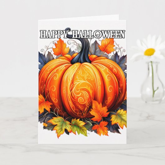 Farbenfrohe Dekorative Happy Halloween Pumpkin Karte (Kleine Pflanze)
