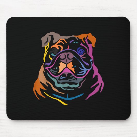 Farbenfrohe dekorative Kontur Bulldog Design Gesch Mousepad (Vorne)