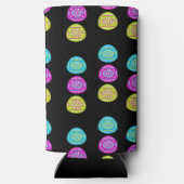 Farbenfrohe dekorative Ostereier auf schwarz Selters Dosenkühler (Rückseite)