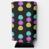 Farbenfrohe dekorative Ostereier auf schwarz Selters Dosenkühler (Vorderseite)