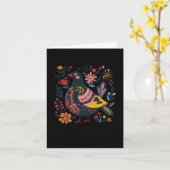 Farbenfrohe dekorative Vogelillustration Karte (Gelbe Blume)