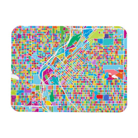 Farbenfrohe Denver Map Magnet (Horizontal)
