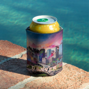 Farbenfrohe Denver Skyline Abstrakt Art Dosenkühler