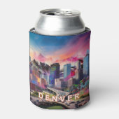 Farbenfrohe Denver Skyline Abstrakt Art Dosenkühler (Kanne Vorderseite)