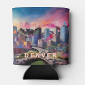 Farbenfrohe Denver Skyline Abstrakt Art Dosenkühler (Rückseite)