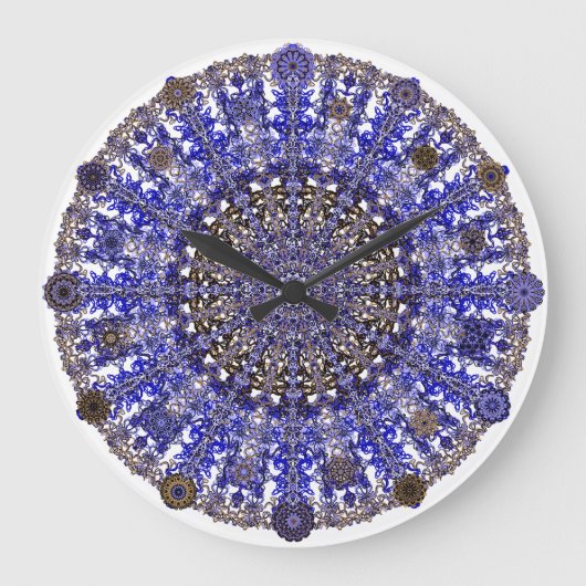 farbenfrohe Designmandala in Marokko Große Wanduhr (Vorderseite)