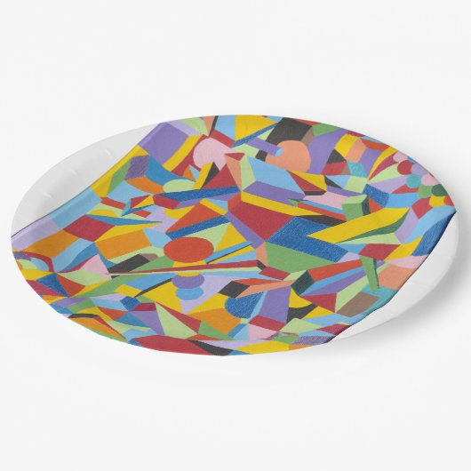 Farbenfrohe Designpapierplatte Spaß Pappteller (Schrägansicht)