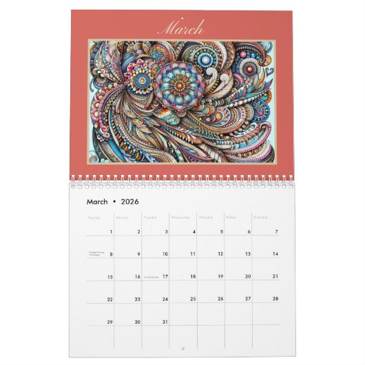Farbenfrohe Designs Abstrakt Art Kalender (Mär 2026)