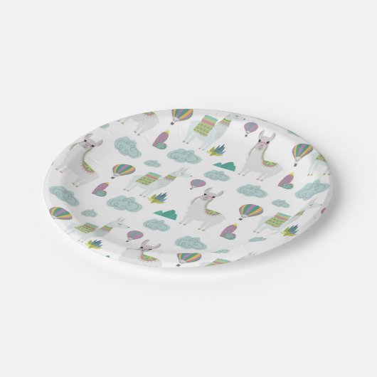 Farbenfrohe Dessert Llama Muster Teller (Schrägansicht)