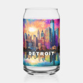 Farbenfrohe Detroit Skyline Dosenglas (Vorderseite)