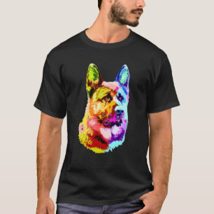 Farbenfrohe Deutsche Schäferhund Vater Mama Eigent T-Shirt