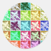 Farbenfrohe deutsche Schäferhündin Pop Art Runder Aufkleber (Vorderseite)