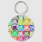 Farbenfrohe deutsche Schäferhündin Pop Art Schlüsselanhänger (Rückseite)