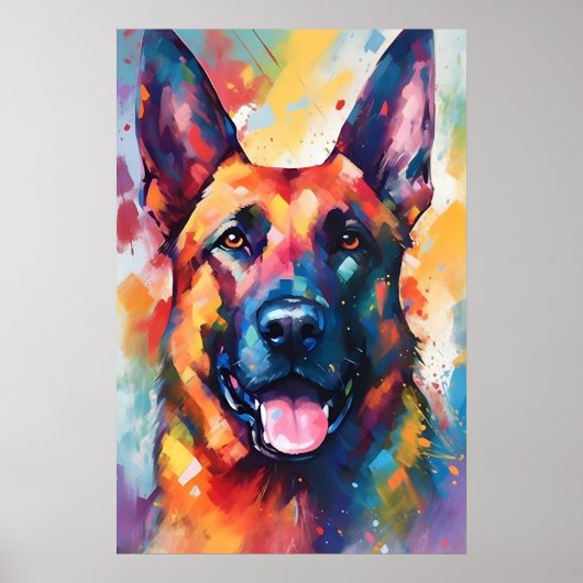 Farbenfrohe Deutsche Schäferkunst Poster (Vorne)
