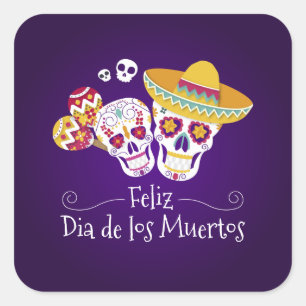 Farbenfrohe Dia de los Muertos   Aufkleber