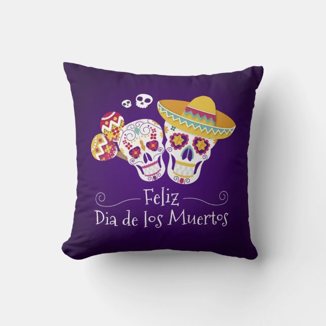 Farbenfrohe Dia de los Muertos | Dekokissen (Vorderseite)