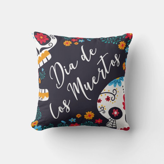 Farbenfrohe Dia de los Muertos | Dekokissen (Vorderseite)