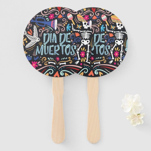Farbenfrohe Dia de los Muertos | Handfächer (Vorne und Hinten)