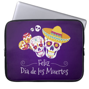 Farbenfrohe Dia de los Muertos   Laptop Sleeve
