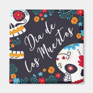 Farbenfrohe Dia de los Muertos   Magnet