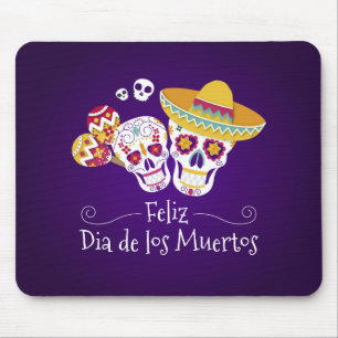 Farbenfrohe Dia de los Muertos   Mousepad