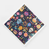 Farbenfrohe Dia de los muertos Muster Serviette (Ecke)