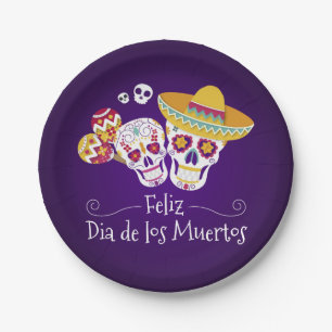 Farbenfrohe Dia de los Muertos   Papierteller