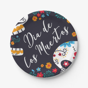 Farbenfrohe Dia de los Muertos   Papierteller