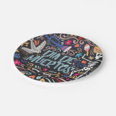 Farbenfrohe Dia de los Muertos | Papierteller (Schrägansicht)