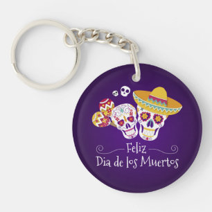 Farbenfrohe Dia de los Muertos   Schlüsselanhänger