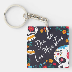 Farbenfrohe Dia de los Muertos   Schlüsselanhänger