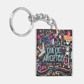 Farbenfrohe Dia de los Muertos | Schlüsselanhänger (Vorderseite links)