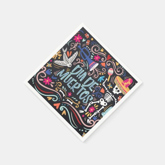 Farbenfrohe Dia de los Muertos | Serviette (Ecke)