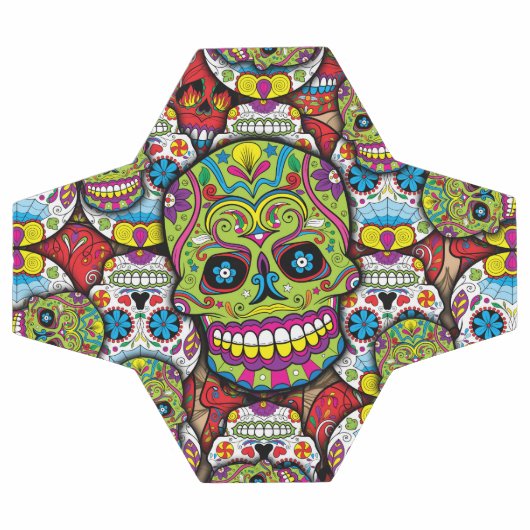 Farbenfrohe Dia de los Muertos Skulls Fußball (Flach)