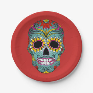 Farbenfrohe Dia de los Muertos Tag Der Toten Party Pappteller