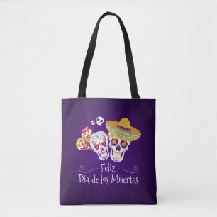 Farbenfrohe Dia de los Muertos   Tragetasche Tasche