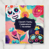 Farbenfrohe Dia De Los Muertos Zuckerschädel Geschenkanhänger (Vorderseite)