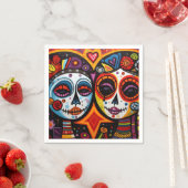 Farbenfrohe 💀 Día de Muertos Serviette (Beispiel)